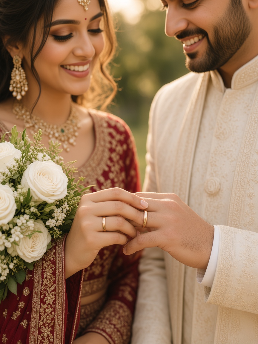 Bride Putting Ring on Groom