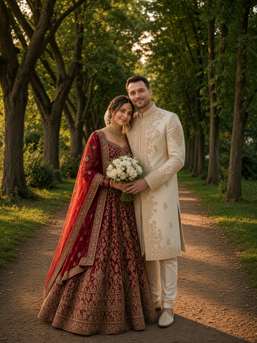 Couple Holding Bouquet